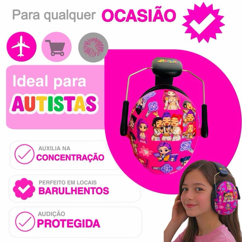 Abafador Autismo k-pop 32 DB Infantil Fone Protetor de Som Ouvido Auricular Ruido Super Confortavel Tdah Tea Autista