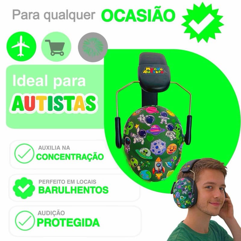 Abafador Autismo ET 32 DB   Infantil Fone Protetor de Som Ouvido Auricular Ruido Super Confortavel Tdah Tea Autista