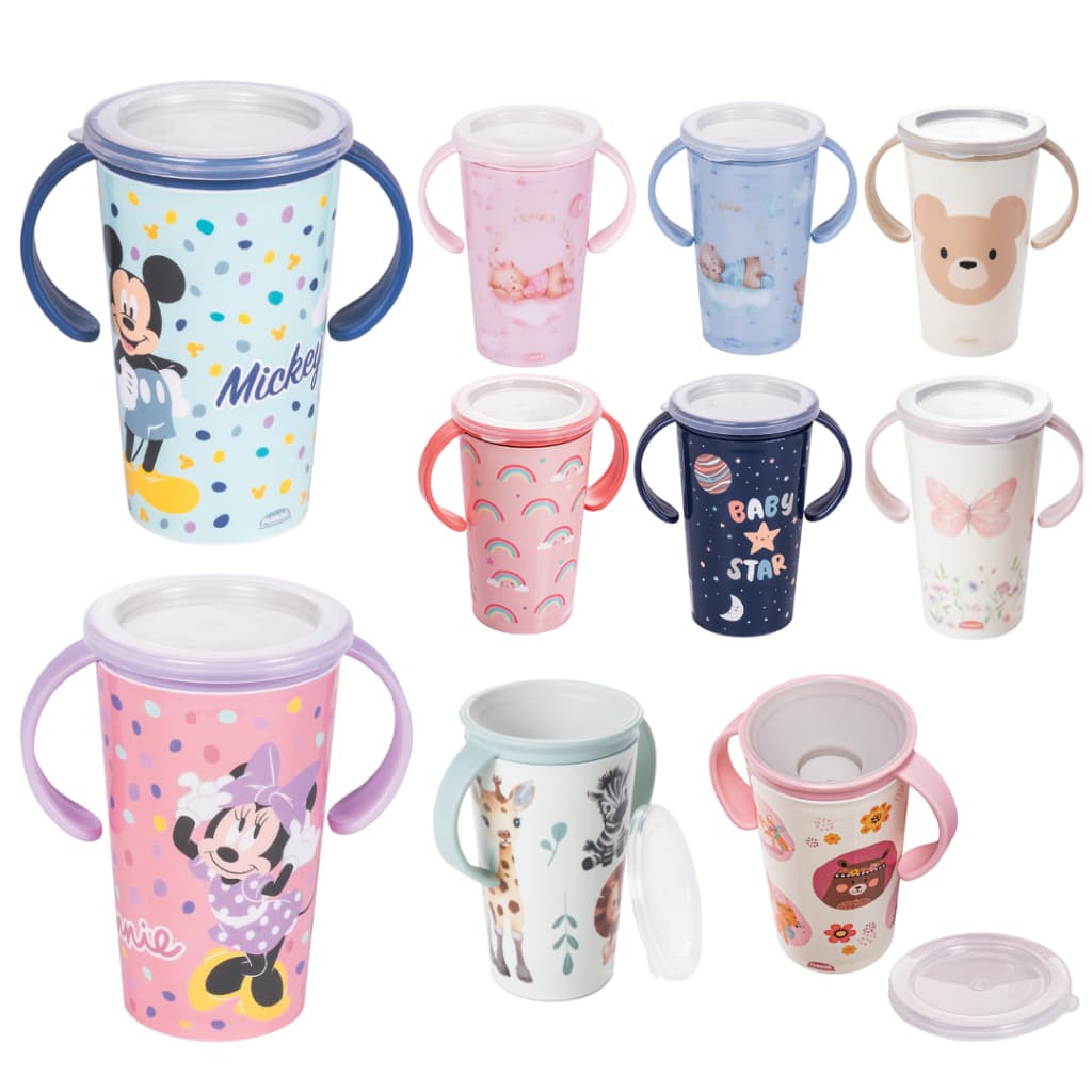 Copo Magic 360° Com Alça, Tampa e Válvula Antivazamento 280ml Plasútil