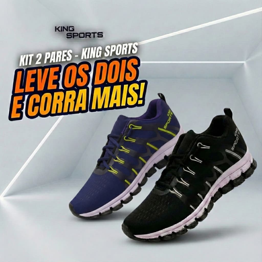 Kit 2 Pares Tênis Esportivo Confortável Para Treinos 38 a 43