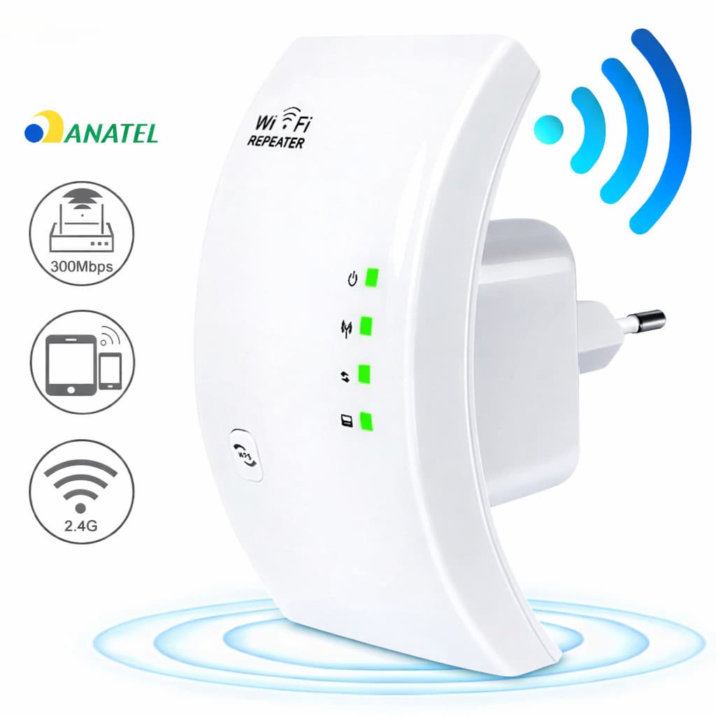 Repetidor Wi-Fi 300Mbps Bivolt com WPS | Amplificador de Sinal 2.4GHz | Expansão de Rede Sem Fio