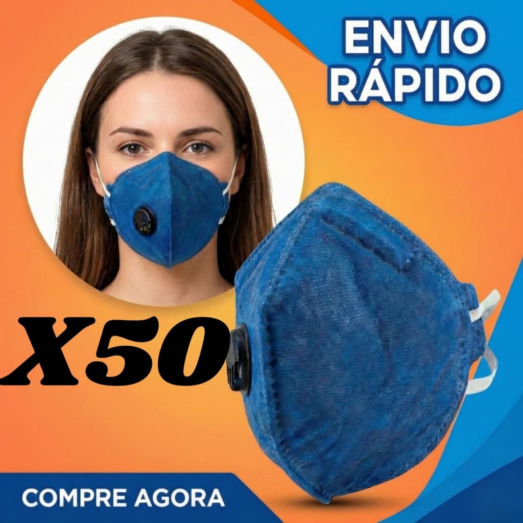Kit 50 Máscaras PFF2 EPI Com e Sem Válvula Alta Proteção Respiratória Fumaça Poeiras