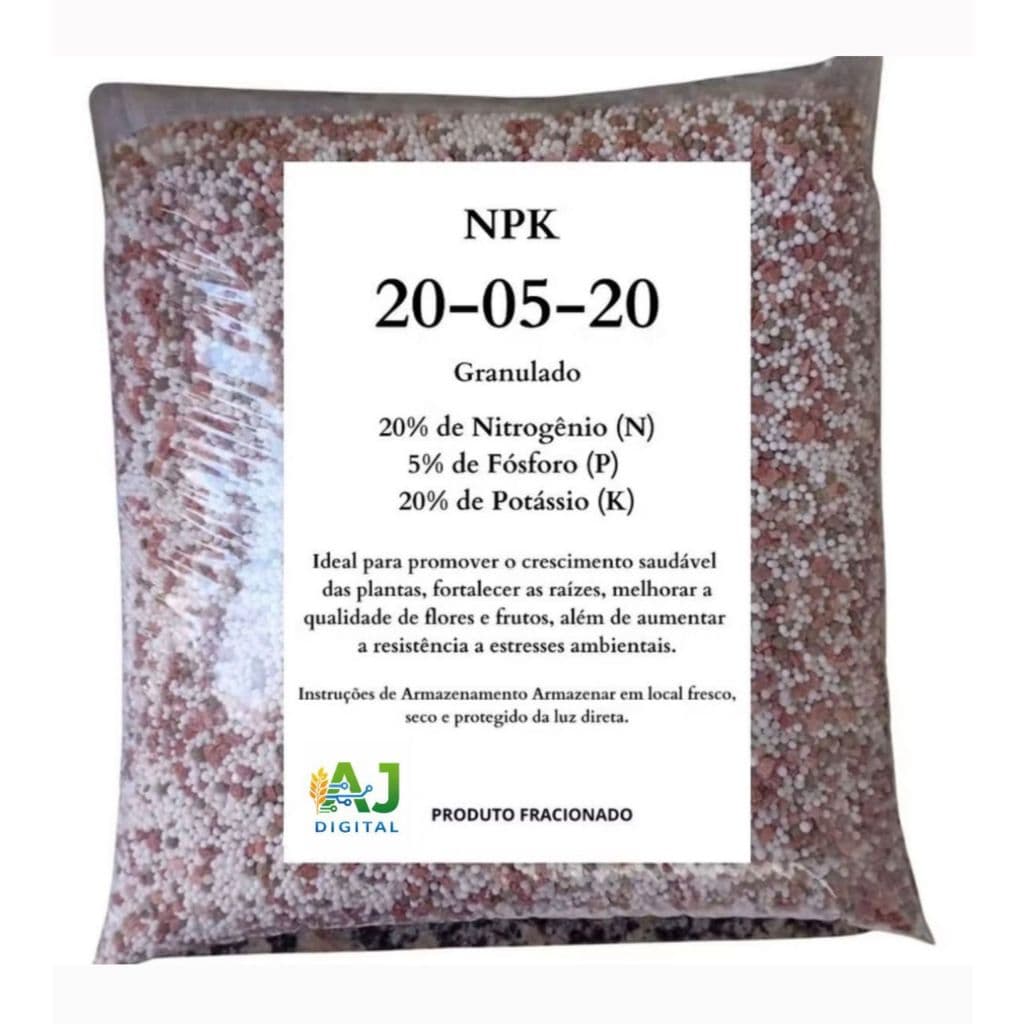 Adubo Mineral Granulado NPK 20 05 20 Hortas, Jardins, Frutíferas, Gramados e Plantas Ornamentais