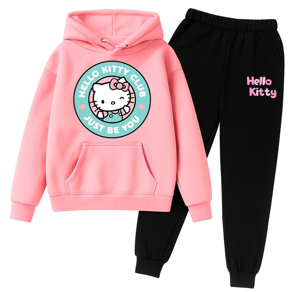 Conjunto Moletom Infantil Hello Kitty Gatinha Nostalgia Menina Fofa Agasalho
