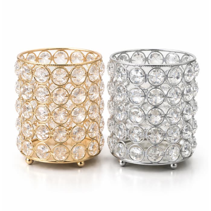 Mini Porta Velas Porta Acessórios Porta Maquiagem Dourado, Prata Rose com Detalhes Redondo 10x10x8cm