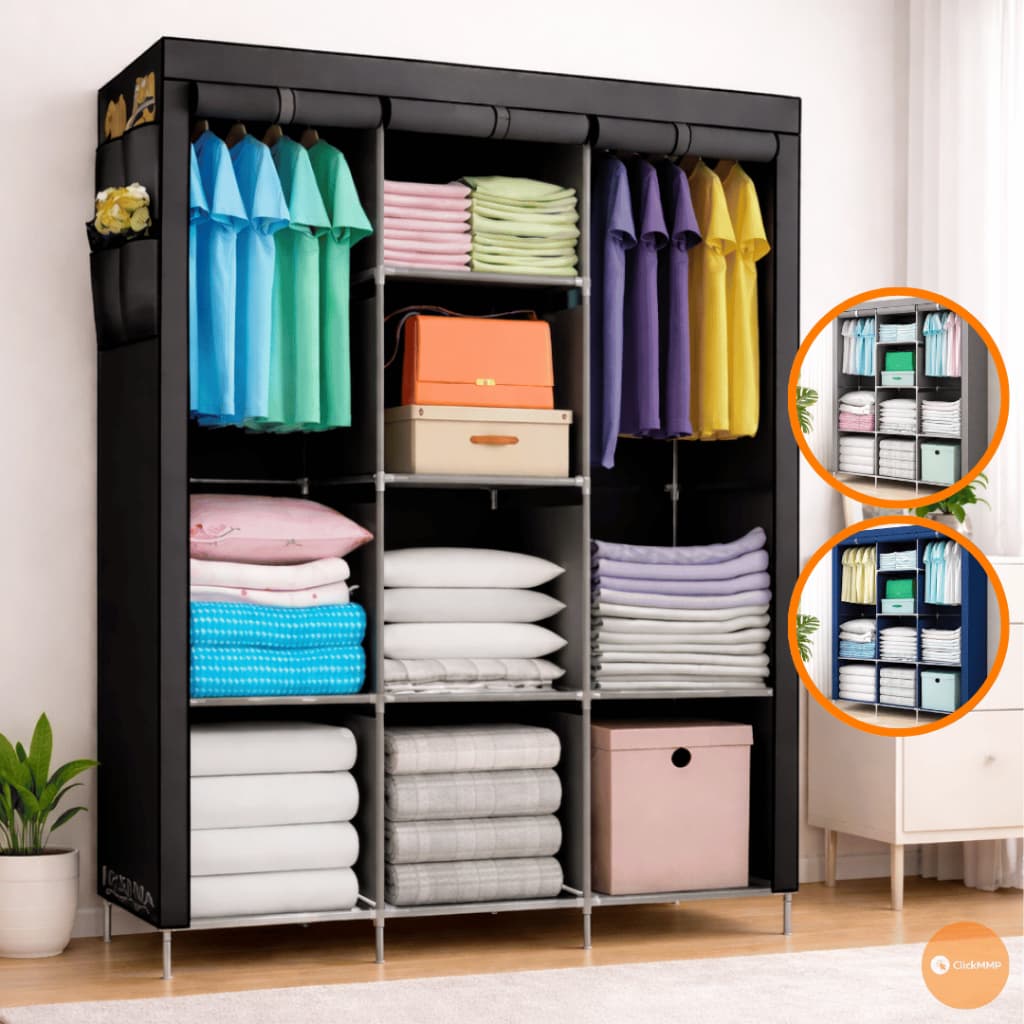 Guarda Roupas Dobrável Portátil Organizador Com Zíper Multiuso Casal