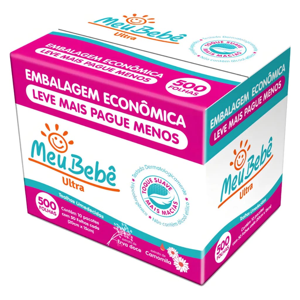Lenços Umedecidos Meu Bebê Ultra Total 500 Unidades