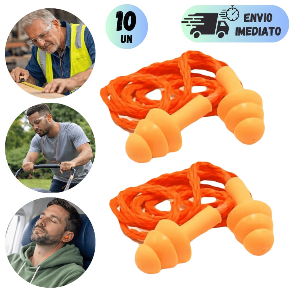 PROTETOR DE OUVIDO PROTECT KIT 5/10 UNIDADES AURICULAR PLUG SILICONE CONTRA SONS E RUIDOS PARA DORMIR