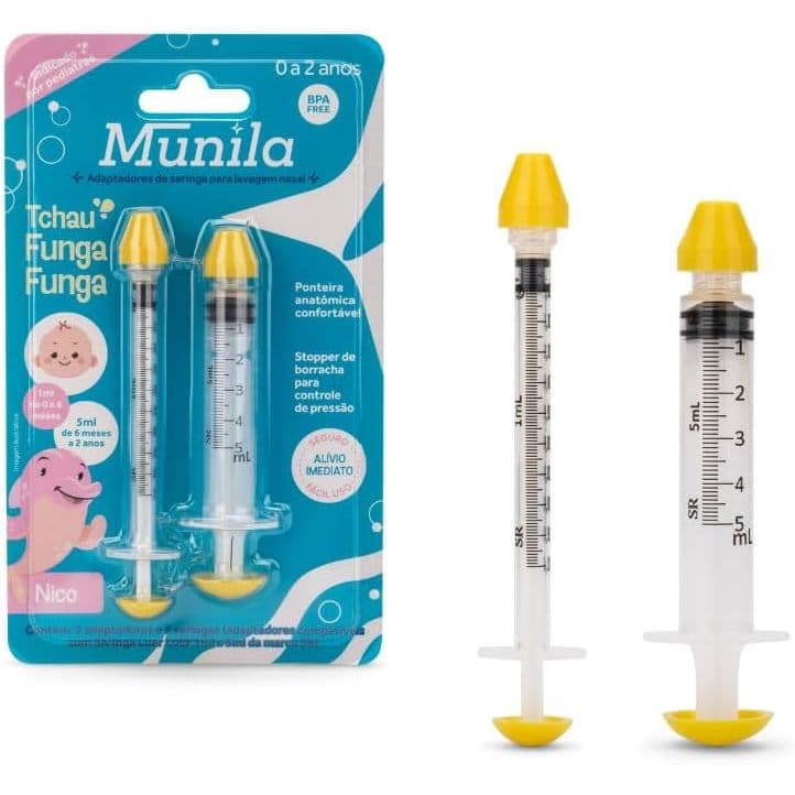 Seringa Nasal - 5 Ml C/ 2 Seringas Anatômicas 0 A 2 Anos Amarela 1und