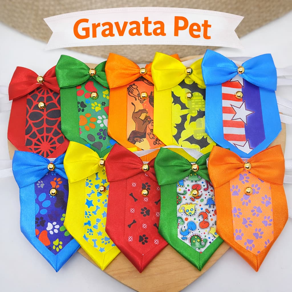 Gravata Pet Macho Luxo Premium 10/20 Uni Banho e Tosa Acessórios Para Cães e Gato PetShop Enfeite Para Pescoço Cachorro