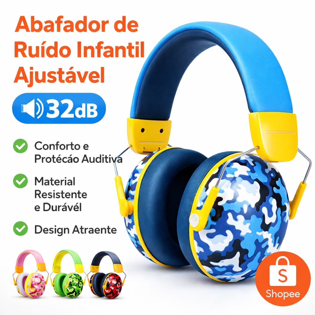 Abafador Ruído Proteção Auricular Concha Auditivo Autista Atenua Segurança Autismo Adultos e crianças LEF-1219