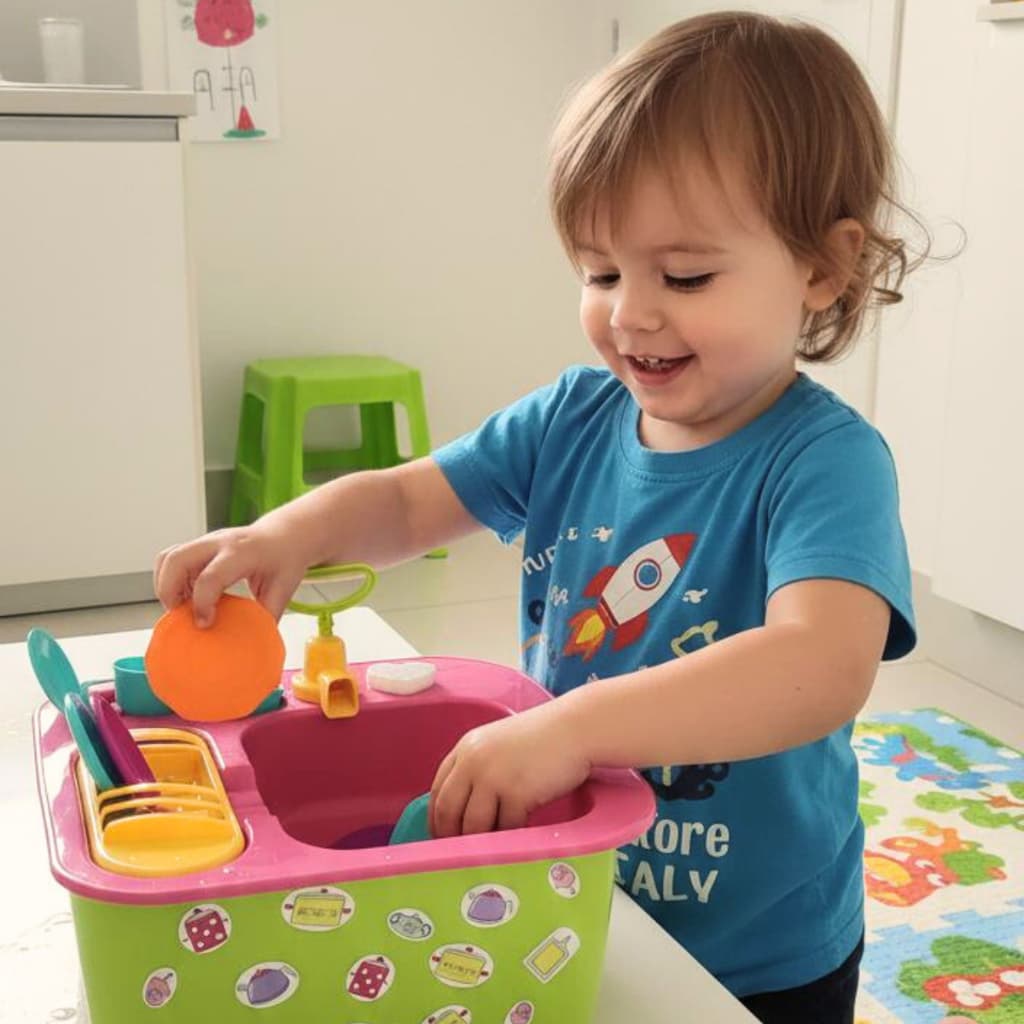 Pia De Cozinha Infantil Sai Agua Brinquedo Acqua Brink 22 Acessórios Oferta Entrega Rápida!