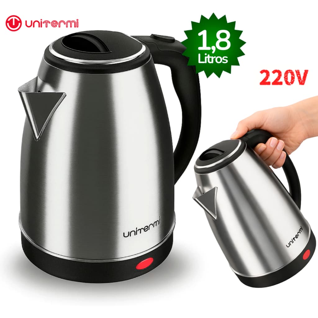 Chaleira Elétrica Unitermi 220v Inox 1,8L Térmica Atacama Ferve Água Rápido Desligamento Automático