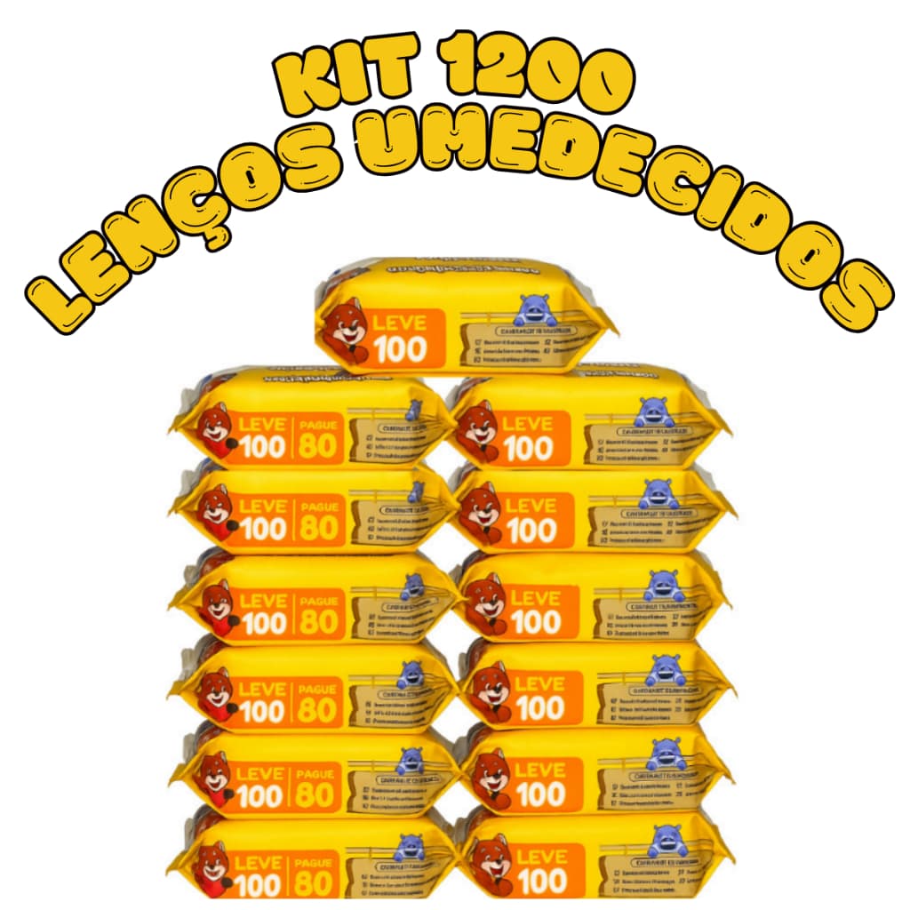 Kit 1200 Lenço Umedecido Baby Chameguinho Higiene Infantil Pele Sensível Sem Álcool Menina Menino RN