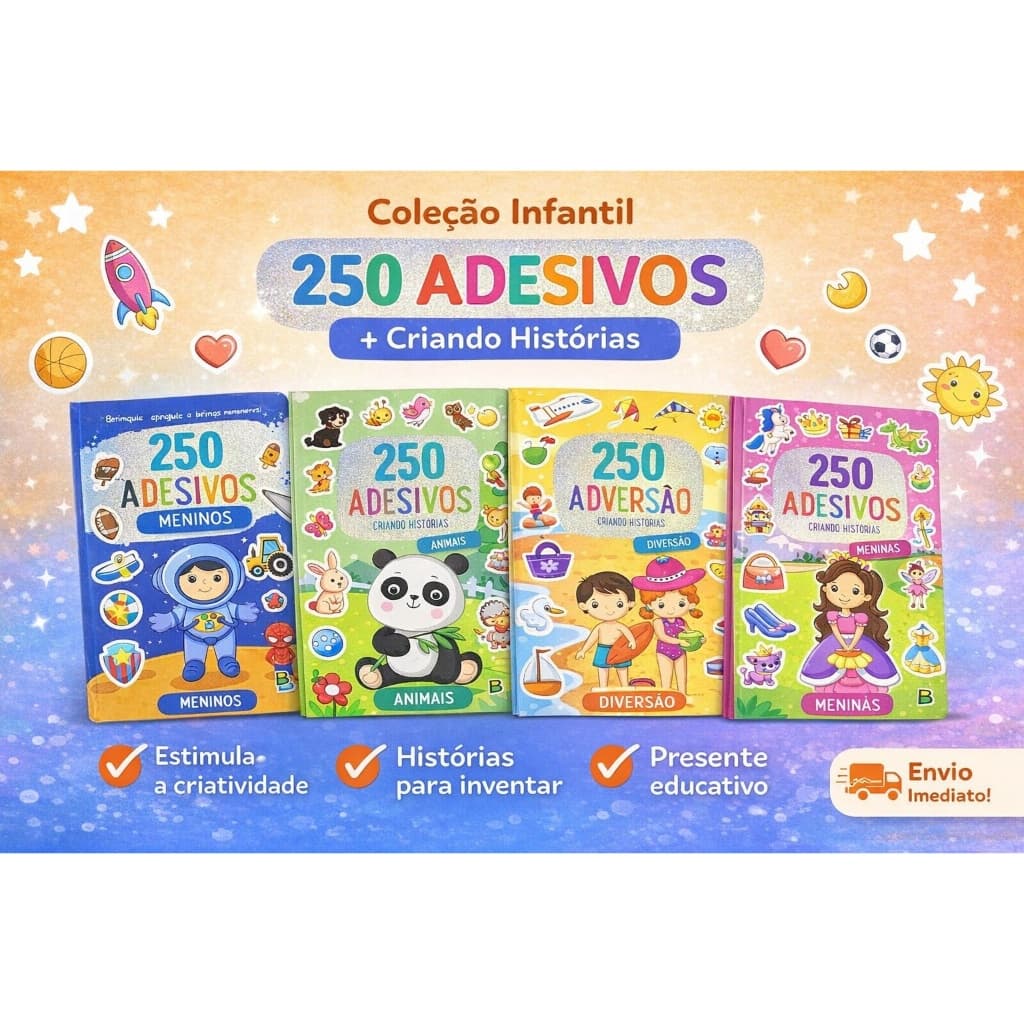 Livro com 250 Adesivos - Criando Histórias - até 4 títulos