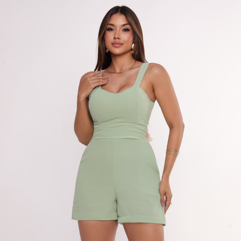 Macaquinho Feminino Cintura Marcada elástico nas Costas Estiloso  Fresquinho 38 ao 46 Envio Imediato