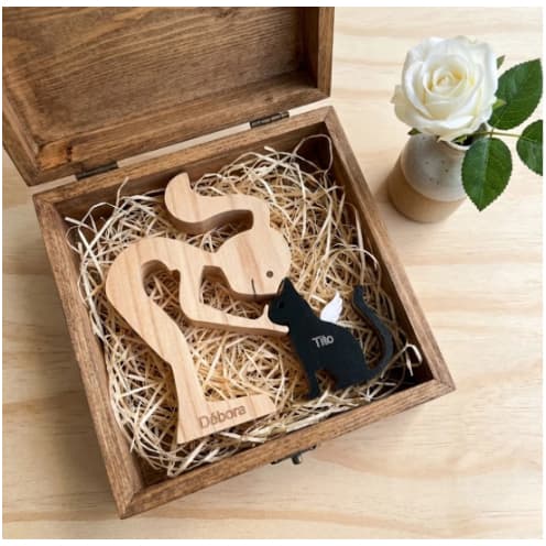 Escultura Personalizada Pet Anjinhos em Madeira MDF Homenagem ao Cachorro ou Gato