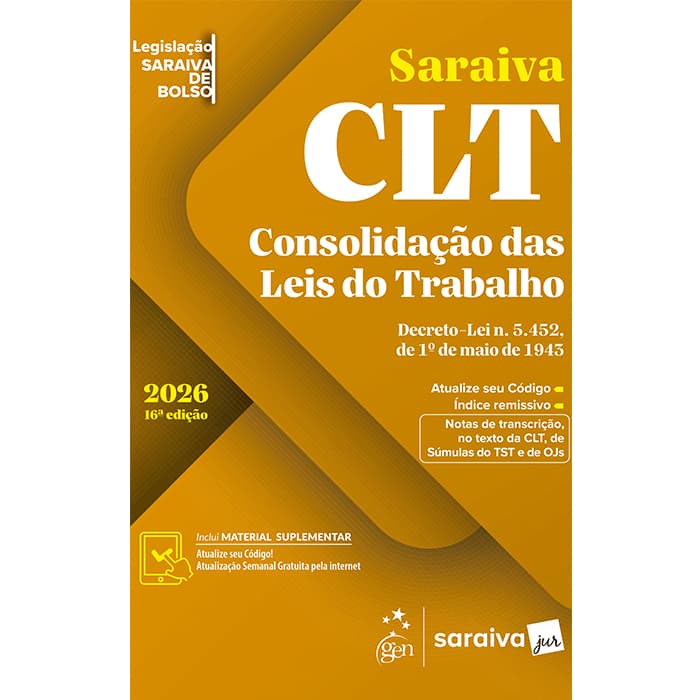 Clt - Legislação Saraiva de Bolso - 16ª Edição 2026
