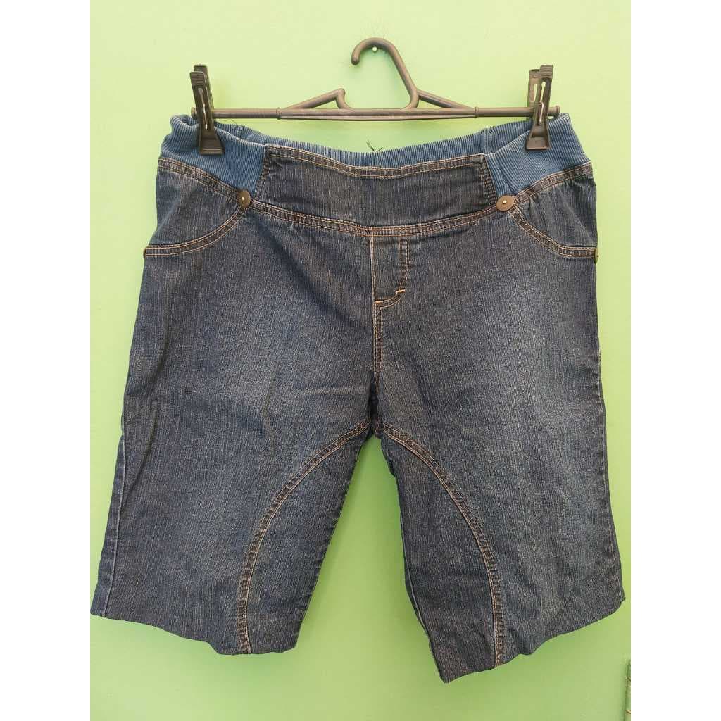 Bermuda Jeans para Grávidas com Elástico - brechó online
