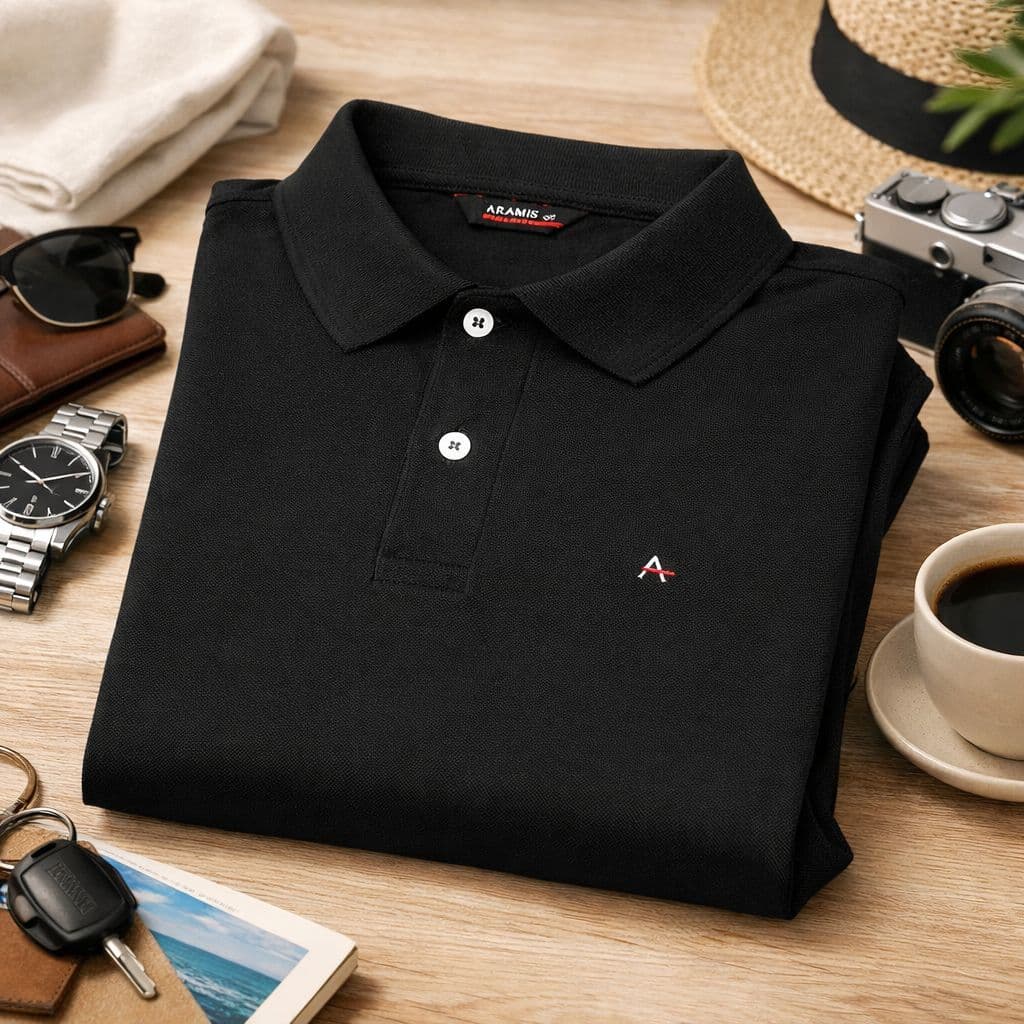 Camisa Polo Social Preta Masculina Básica Algodão Premium Piquet Casual