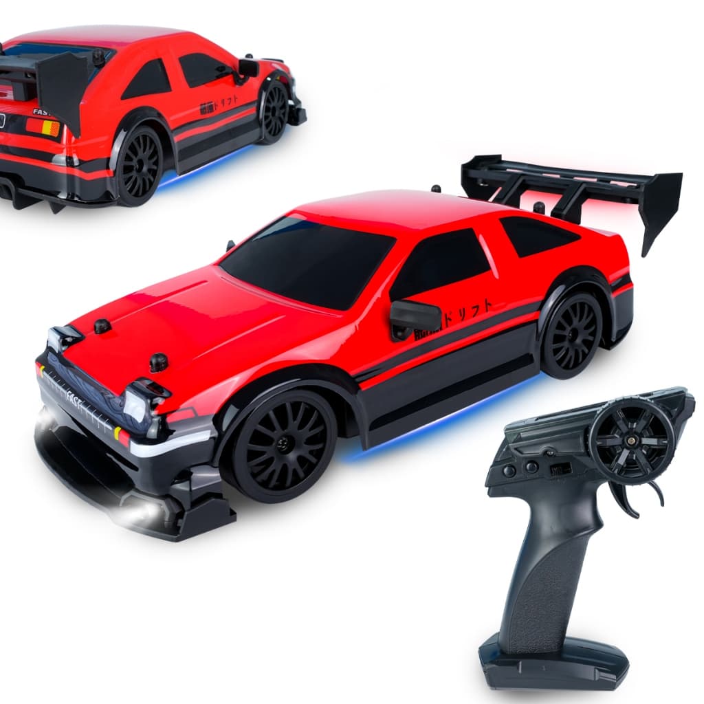 Brinquedo Carrinho Drift Controle Remoto Toyota AE86 Trueno Com Luzes Recarregável Skyline GTR