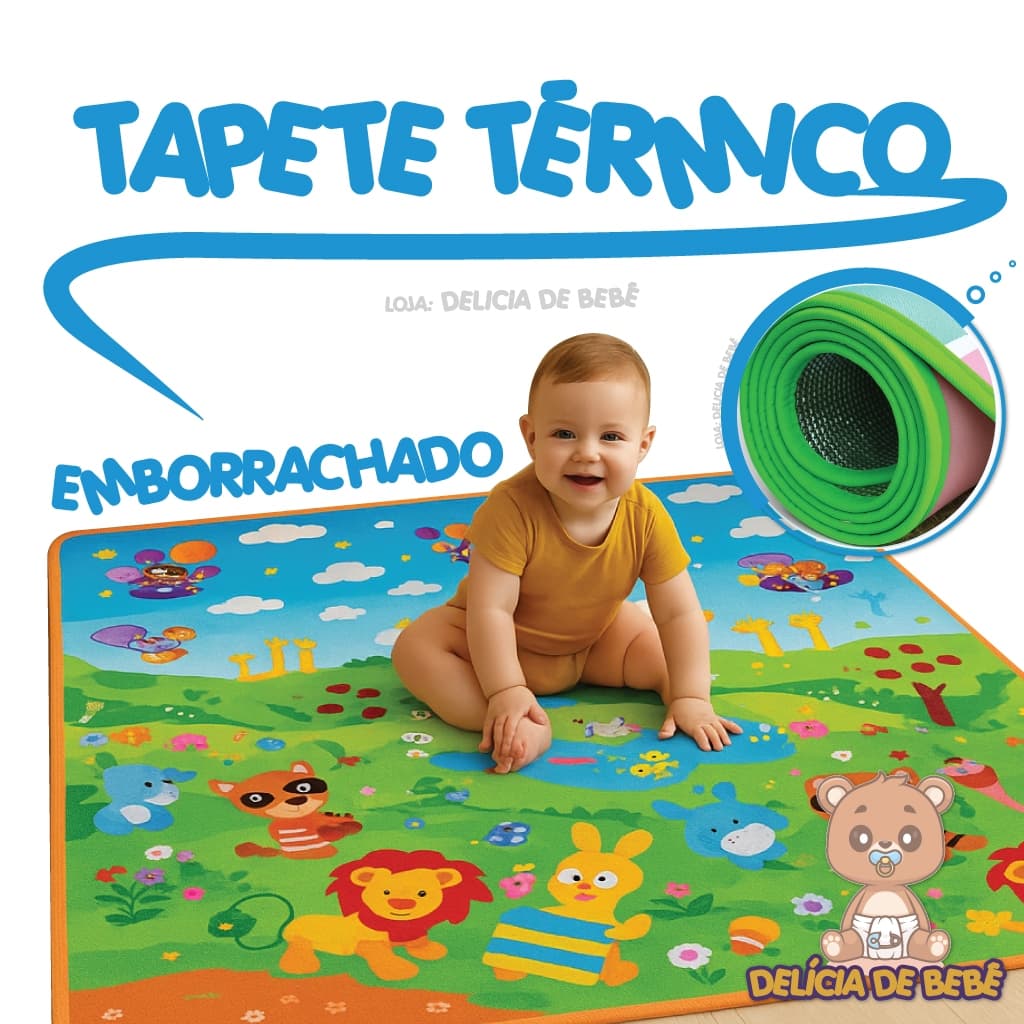 Tapete Infantil Para Bebe - Térmico - Atividade Educativa- Impermeavel- Dobrável- 1.20x90 -Tapetinho