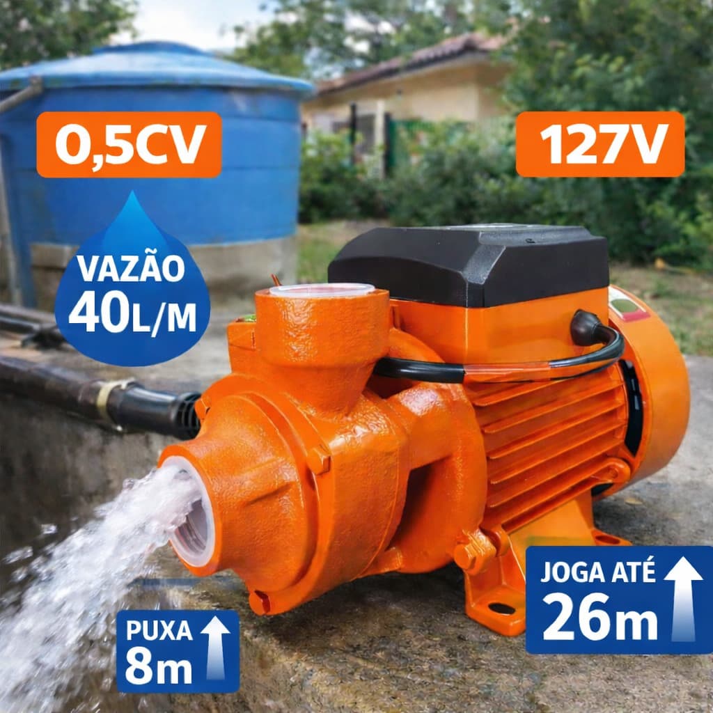Bomba Água Periférica |1/2CV 370W 127V | Monofásica Foxlux - Alta Pressão
