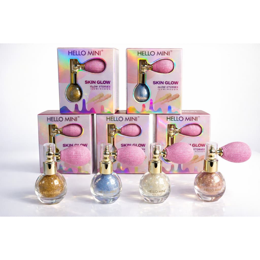 Iluminador Spray Hello Mini 80ml Cores com Brilho Intenso para Corpo e Cabelo Amor Anjo ou Iluminador Pó de Fada Vivai