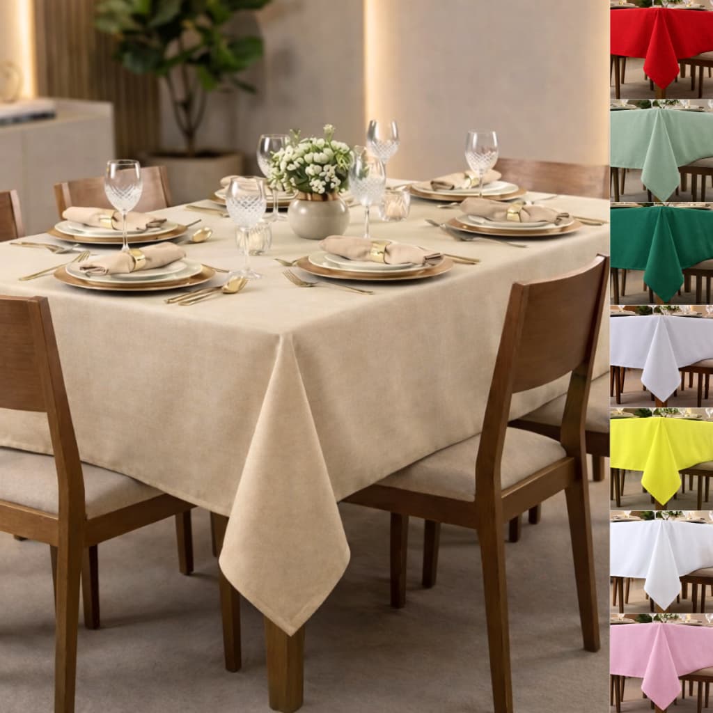 Toalha de Mesa 6 Cadeiras Lisa Retangular  6 Lugares