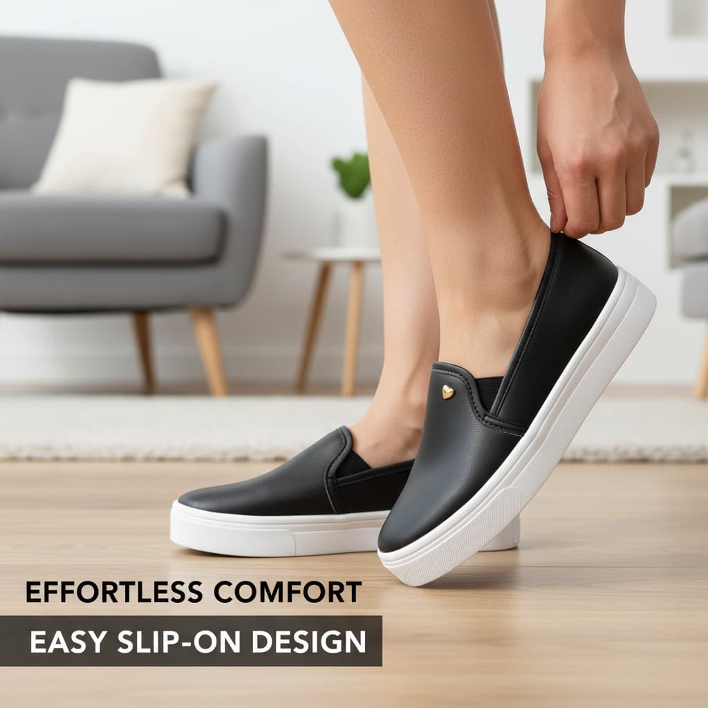 Tenis Slip On Casual Feminino Plataforma Calce Facil Oferta!