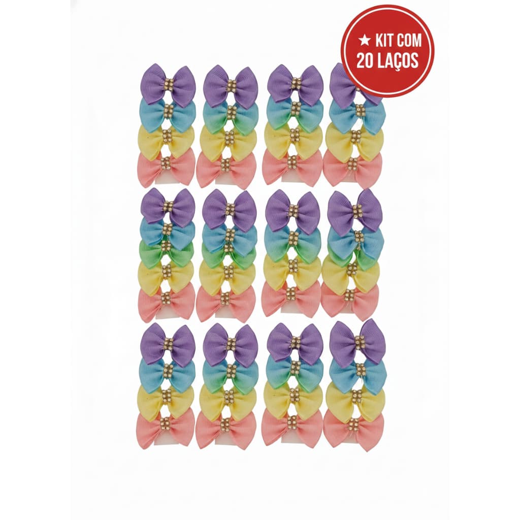 Kit 20 Laços Pet Lacinho Borboleta Candy Color Cachorro Fêmea Acessórios Fofos PetShop Banho e Tosa