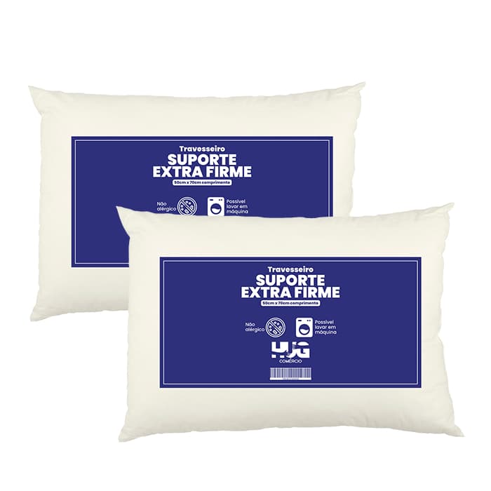 Kit 02 Travesseiro Hug Antialérgico Extra Firme 50cm 70cm