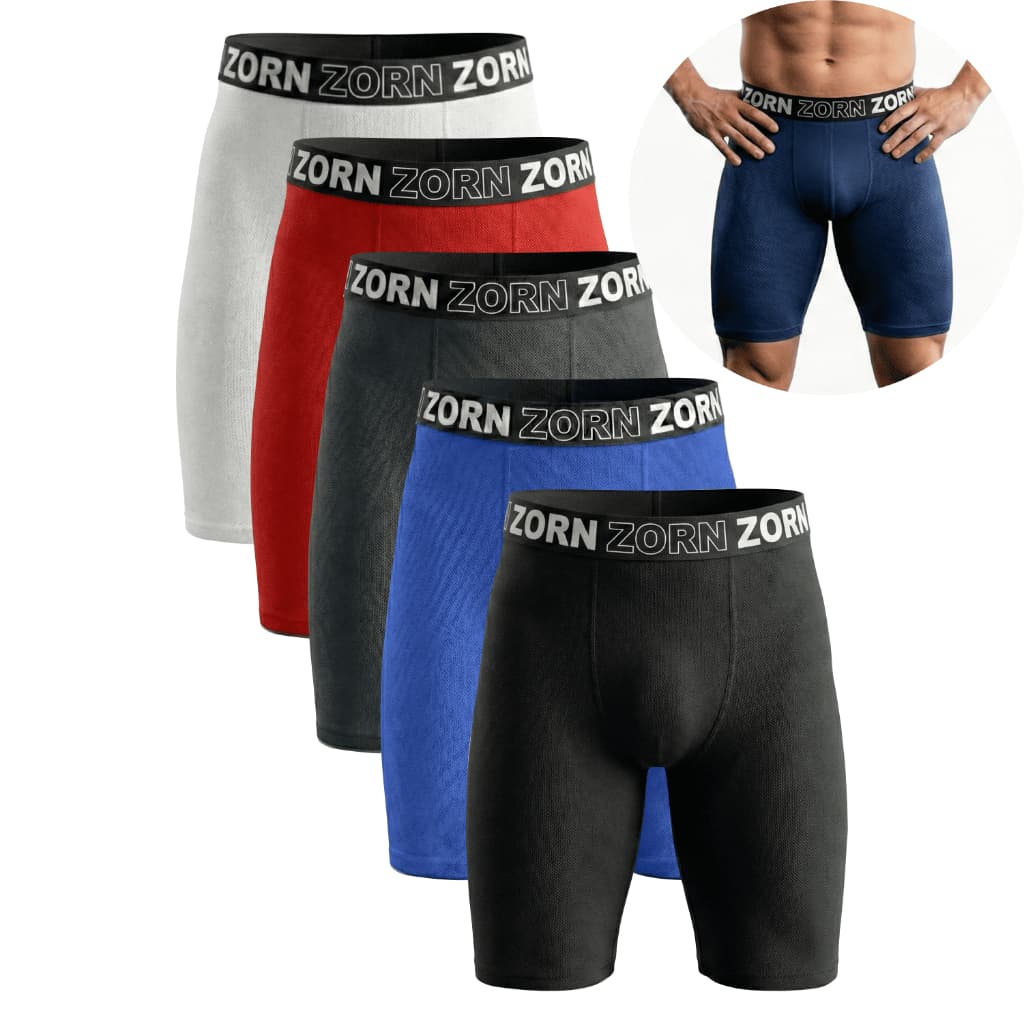 Kit 05 Cuecas Boxer Box Comprida Long Leg Masculinas Microfibra