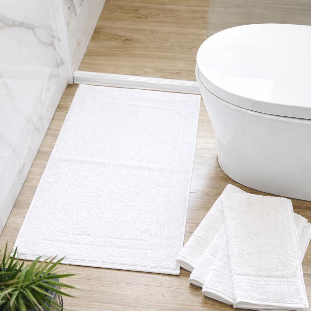 5 Tapete Branco para Banheiro Hotel Luxo Grosso Toalha de Piso Grande 45x70cm Alta Absorção