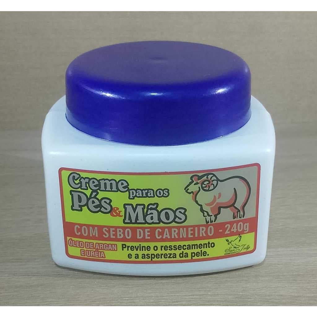 Creme Hidratante com Sebo de Carneiro San Jully Pés & Mãos Óleo de Argan e Ureia 240g