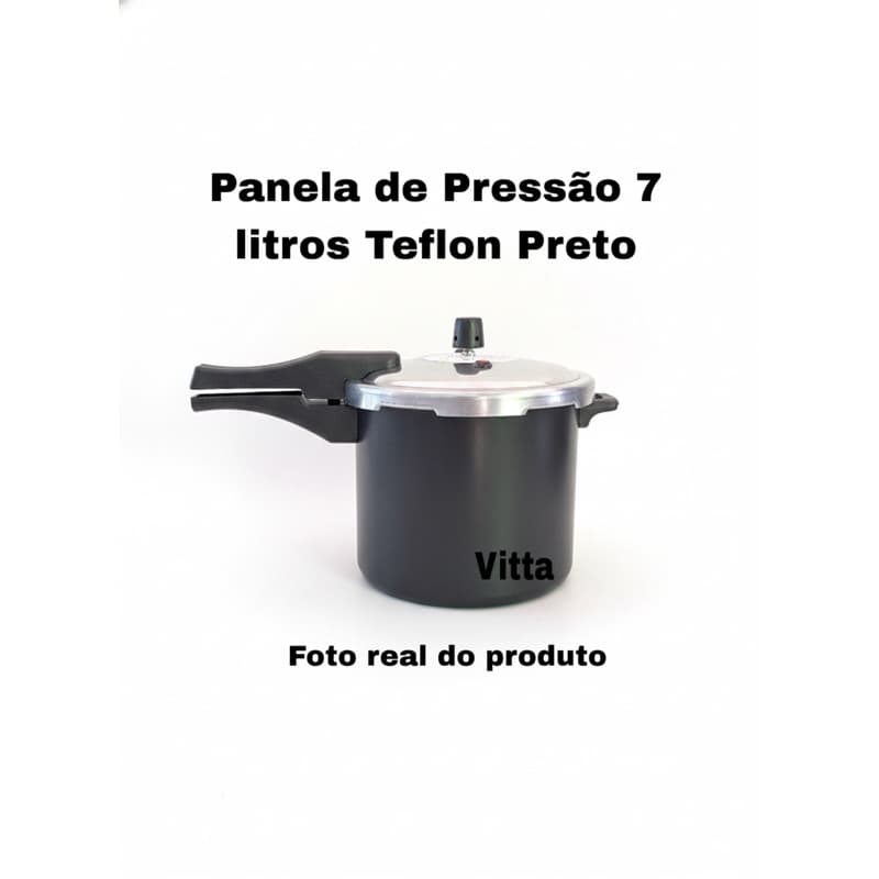 PANELA DE PRESSÃO 7 LITROS - FECHAMENTO EXTERNO - TEFLON PRETO