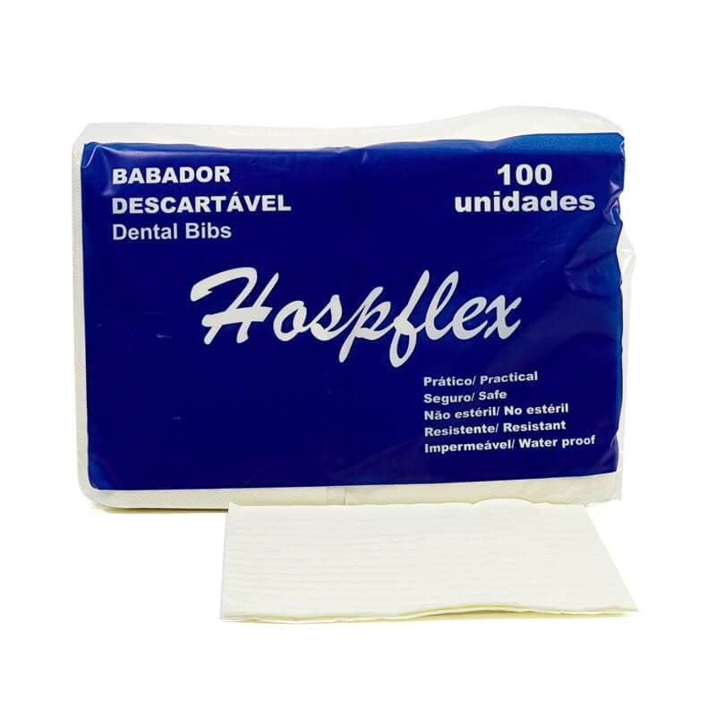 Kit 2 Babador Descartável Impermeável Mais Absorção Odontológico 33x47- Pct 100 unid cada HospFlex Dental Bibs