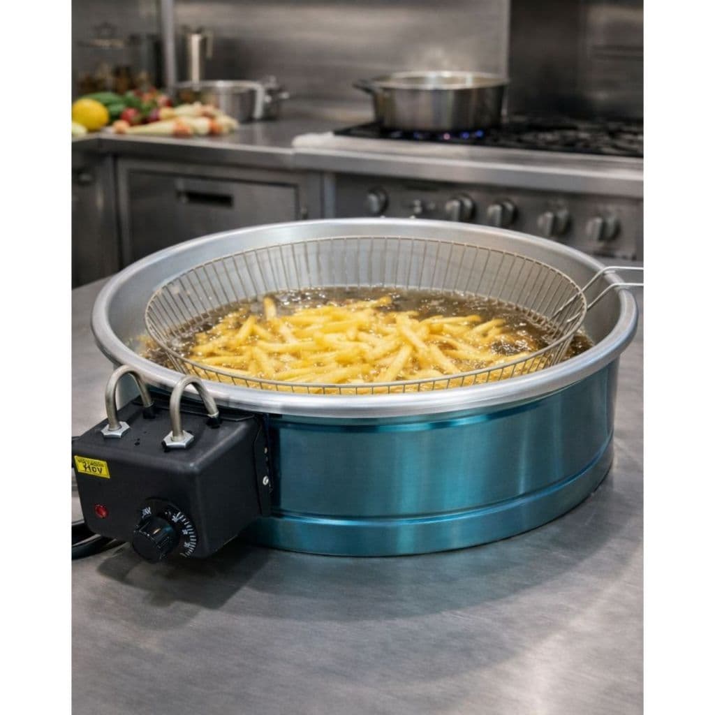 Fritadeira Elétrica Inox 7 Litros Industrial Residencial Profissional Redondo Tacho Frituras batata