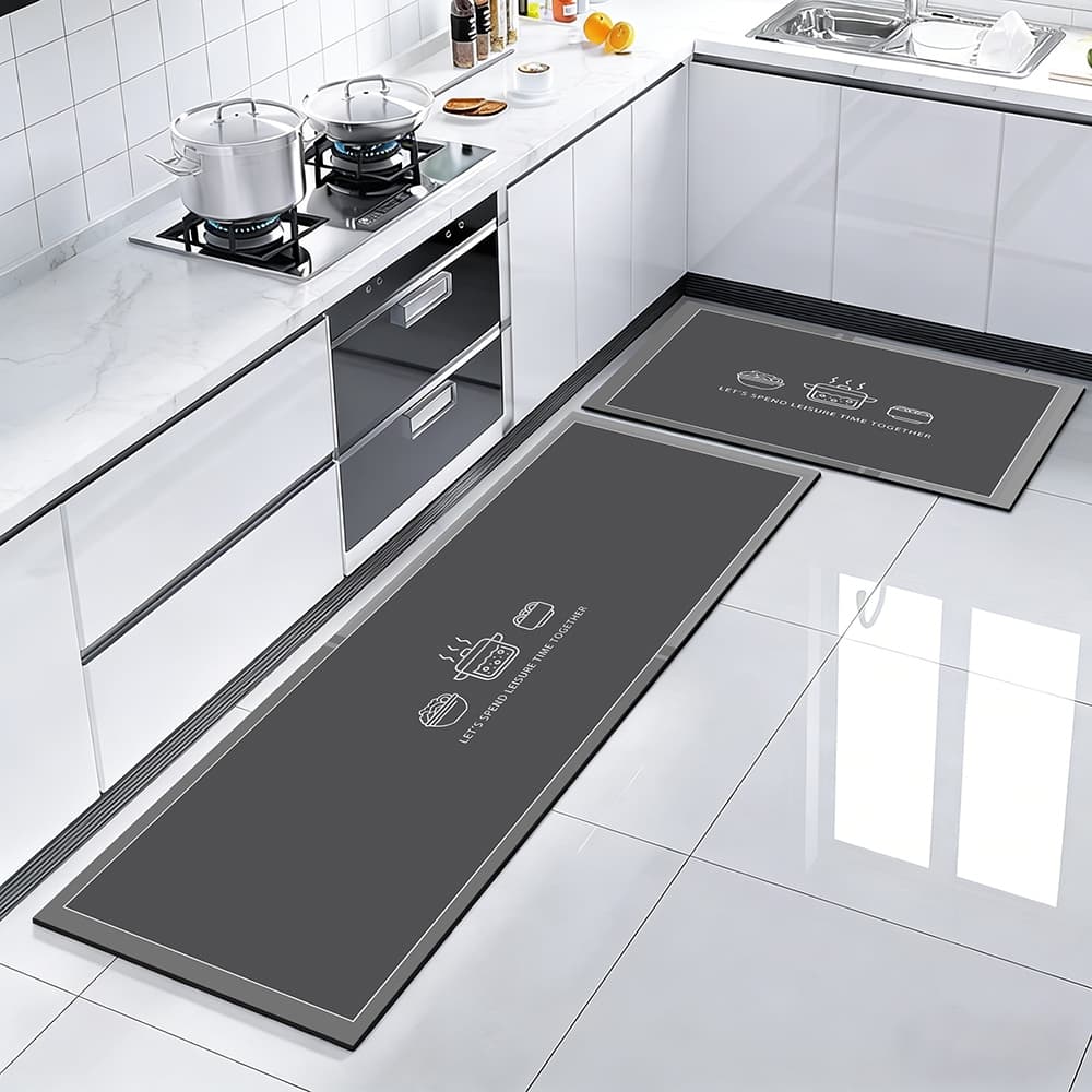 Kit 2 Tapetes de Cozinha - Borracha Antiderrapante, Super Absorvente e Secagem Rápida 120*34cm+60*34cm