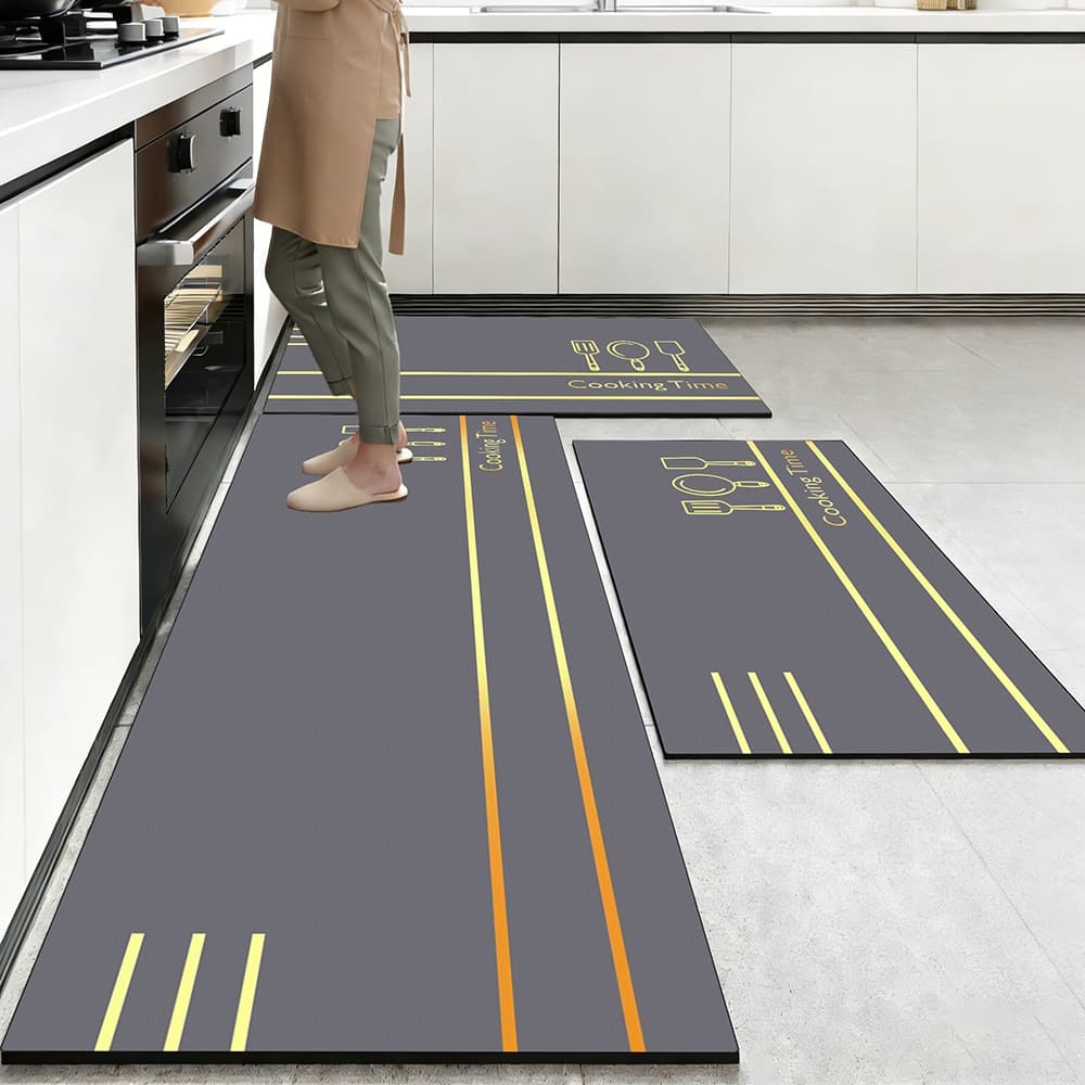 Kit 3 peças Tapete de Cozinha de Borracha - Antiderrapante, Resistente e Secagem Rápida, 120x40cm e 60x40cm e 60x40cm