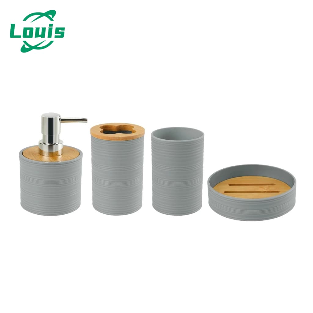 Louis Kit 4 Peças De Banheiro Porta Sabonete Líquido/Saboneteira/Porta Escova Cinza