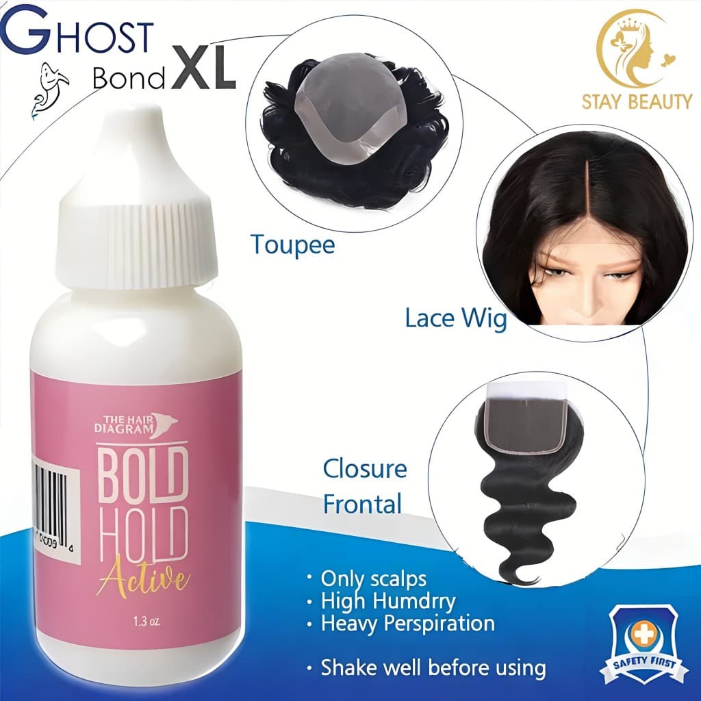 Cola adesiva para peruca de renda ativa BOLD HOLD Hair Diagram à prova d'água