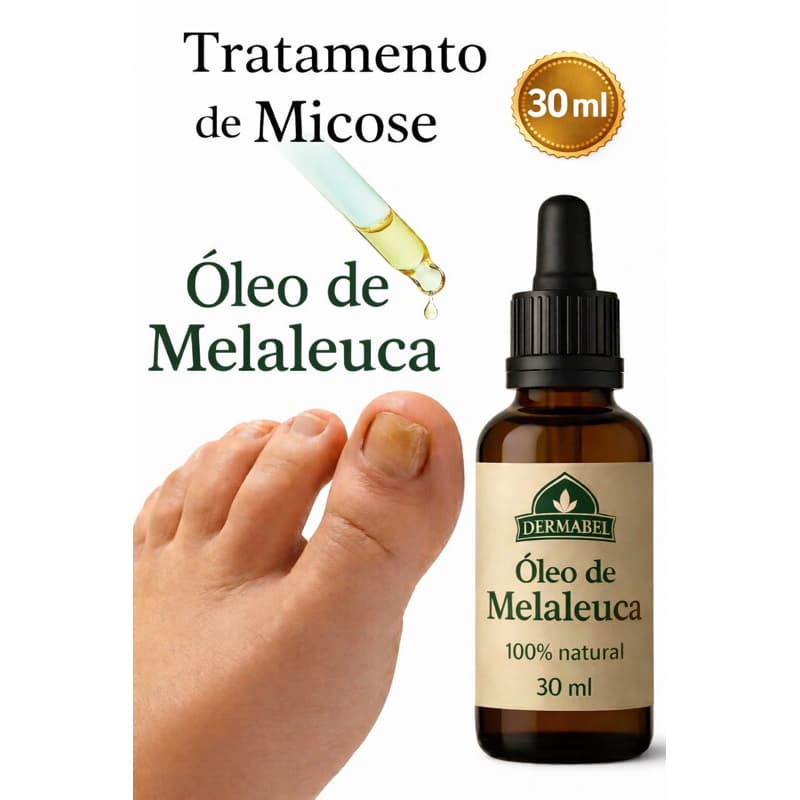 Óleo de Melaleuca 30ml Combate Micose Unhas Oleosidade Acne e Fortalece os Cabelos Dermabel Tea Tree