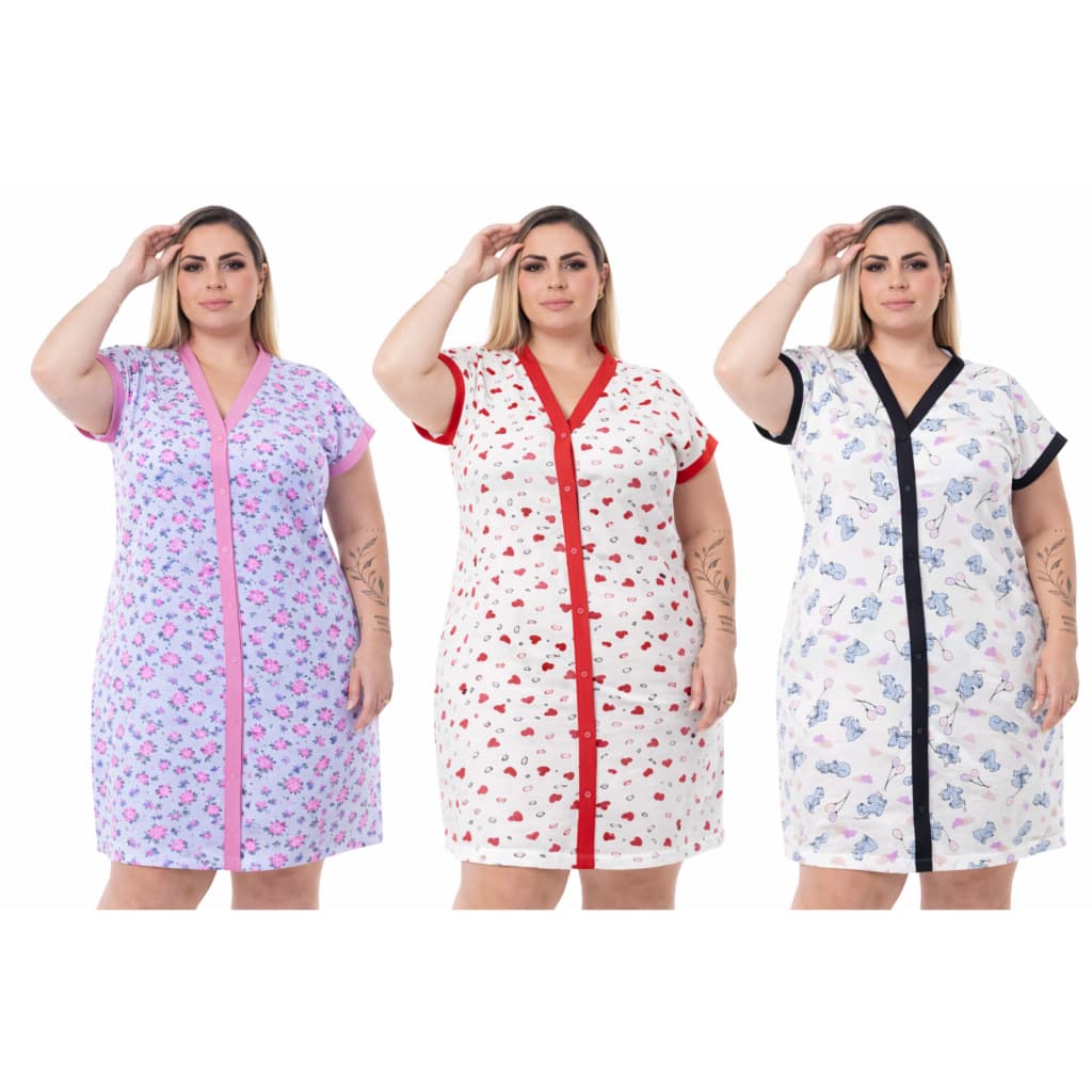 KIT 2 CAMISOLAS PLUS SIZE SENHORA HOSPITALAR CONFORTO DIA A DIA