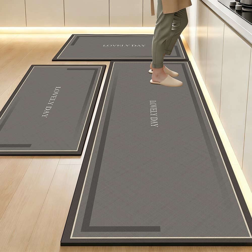 Kit 3 Tapetes de Cozinha Tamanho Grande - Borracha Antiderrapante, Super Absorvente e Secagem Rápida 160*50+80*50+80*50