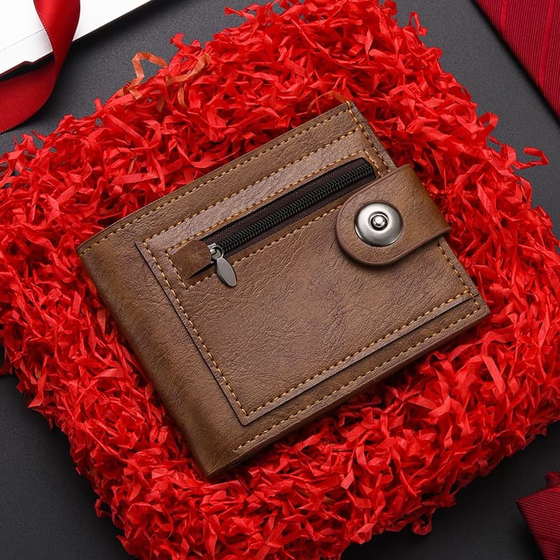 Porta-Cartões Masculino Vintage Com Zíper – Carteira Elegante Vários Bolso Para Moedas , Presente Ideal Ele