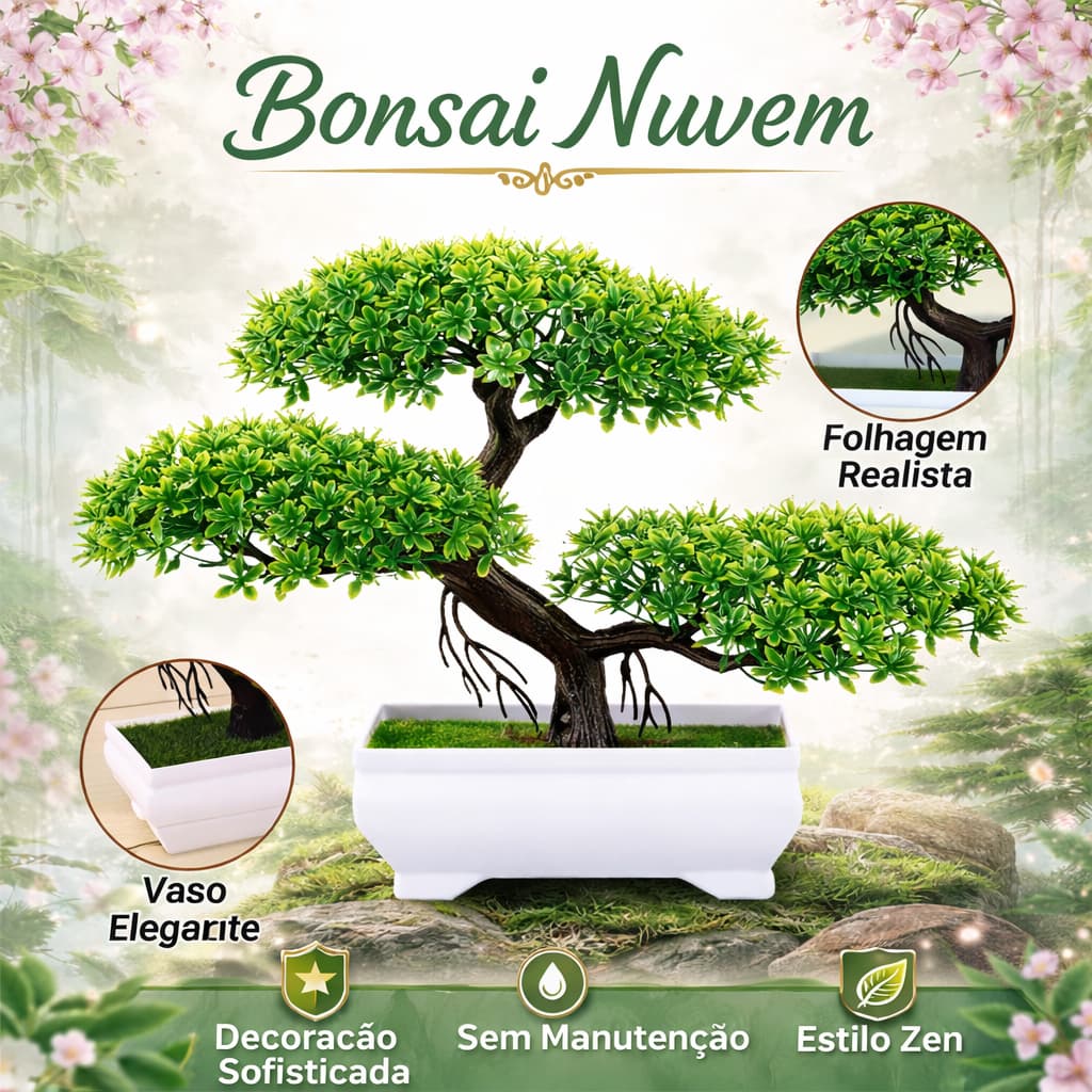 Bonsai Nuvem Artificial Decorativo – Harmonia e Beleza sem Manutenção Estilo Oriental