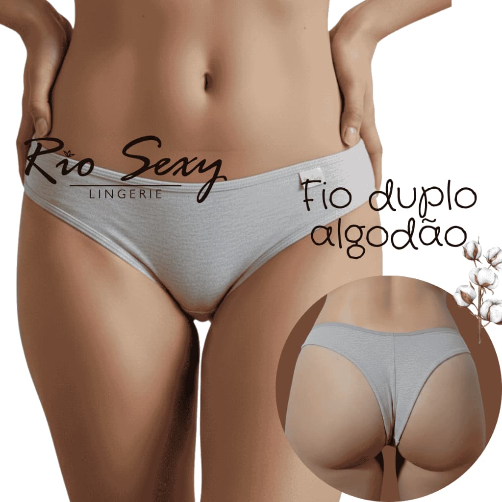 Kit 5 Calcinhas Algodão Fio Duplo Cotton Conforto Uso Diário, Revenda Tanga Cintura Média
