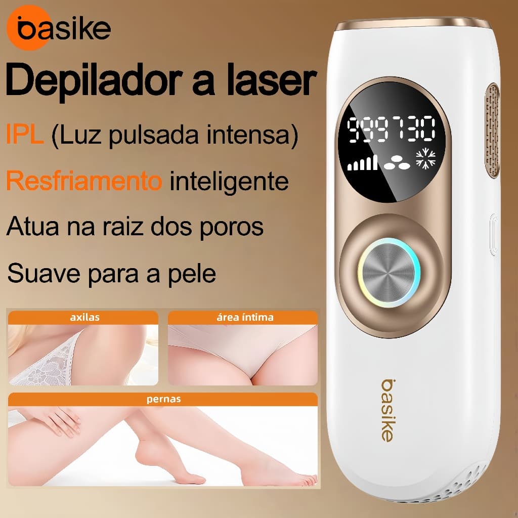 Basike Depilador intimo feminino—IPL(5 Níveis Depilador a laser), Sensação Gelada e Confortável