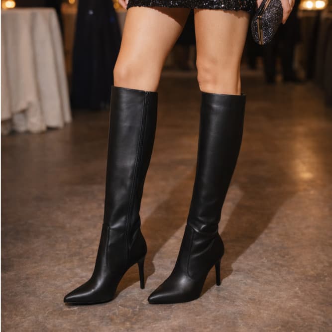 Bota Feminina Salto Alto Agulha 11cm Cano Longo Bico Fino Elegante PROMOÇÃO